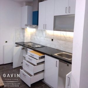 jual kitchen set minimalis modern finishing HPL supreme 2219 glossy project kelapa gading Q2774