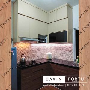design lemari dapur kecil minimalis letter L di Bintaro id3220