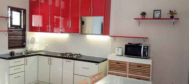 buat lemari dapur kotor warna merah putih design minimalis project Depok id3280